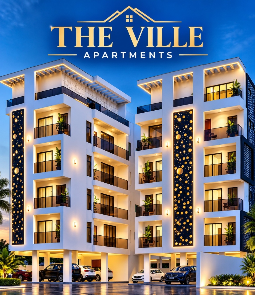 The Ville Apartments, architectural dusk render